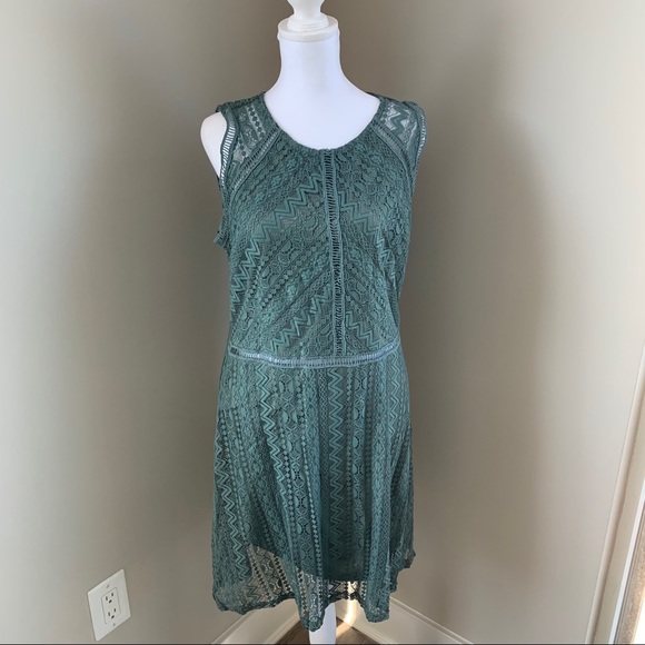 NWT Ultra Pink Lace Green Dress - Picture 1 of 6